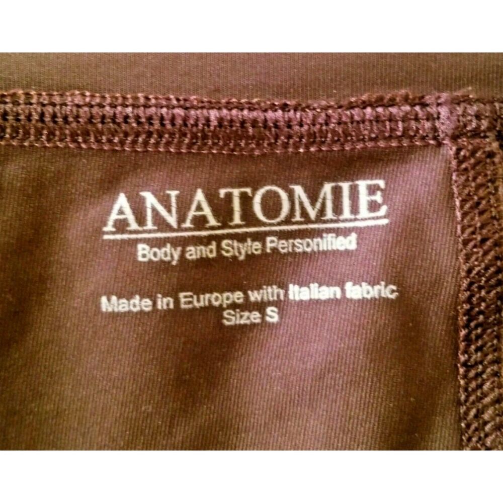 ANATOMIE Athletic Set Tank Capri Leggings Sz Small Brown Turquoise Trim Yoga - Picture 7 of 9